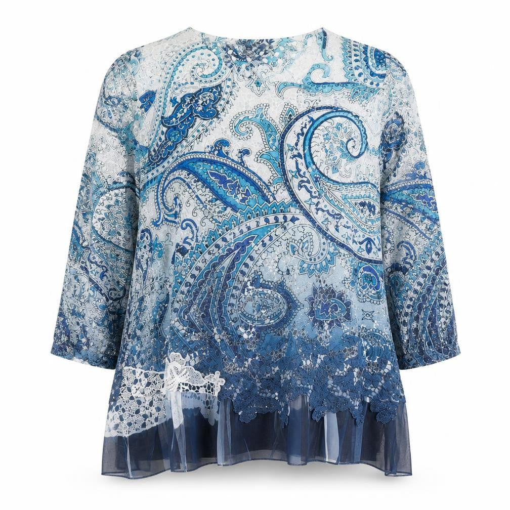 Womens UK Size 2XL Jessica Graaf Blue Tunic Blouse