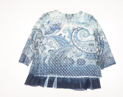 Womens UK Size 2XL Jessica Graaf Blue Tunic Blouse