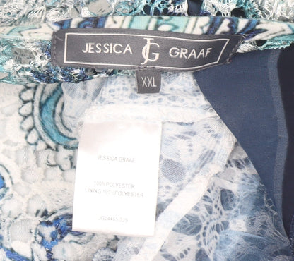 Womens UK Size 2XL Jessica Graaf Blue Tunic Blouse