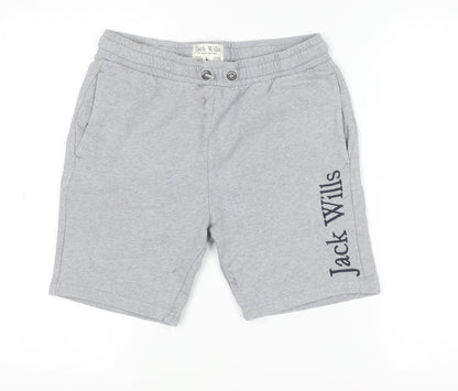 Jack Wills Boys Grey Sweat Shorts 12-13 Years Regular Fit Elastic Waist