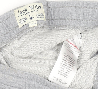 Jack Wills Boys Grey Sweat Shorts 12-13 Years Regular Fit Elastic Waist
