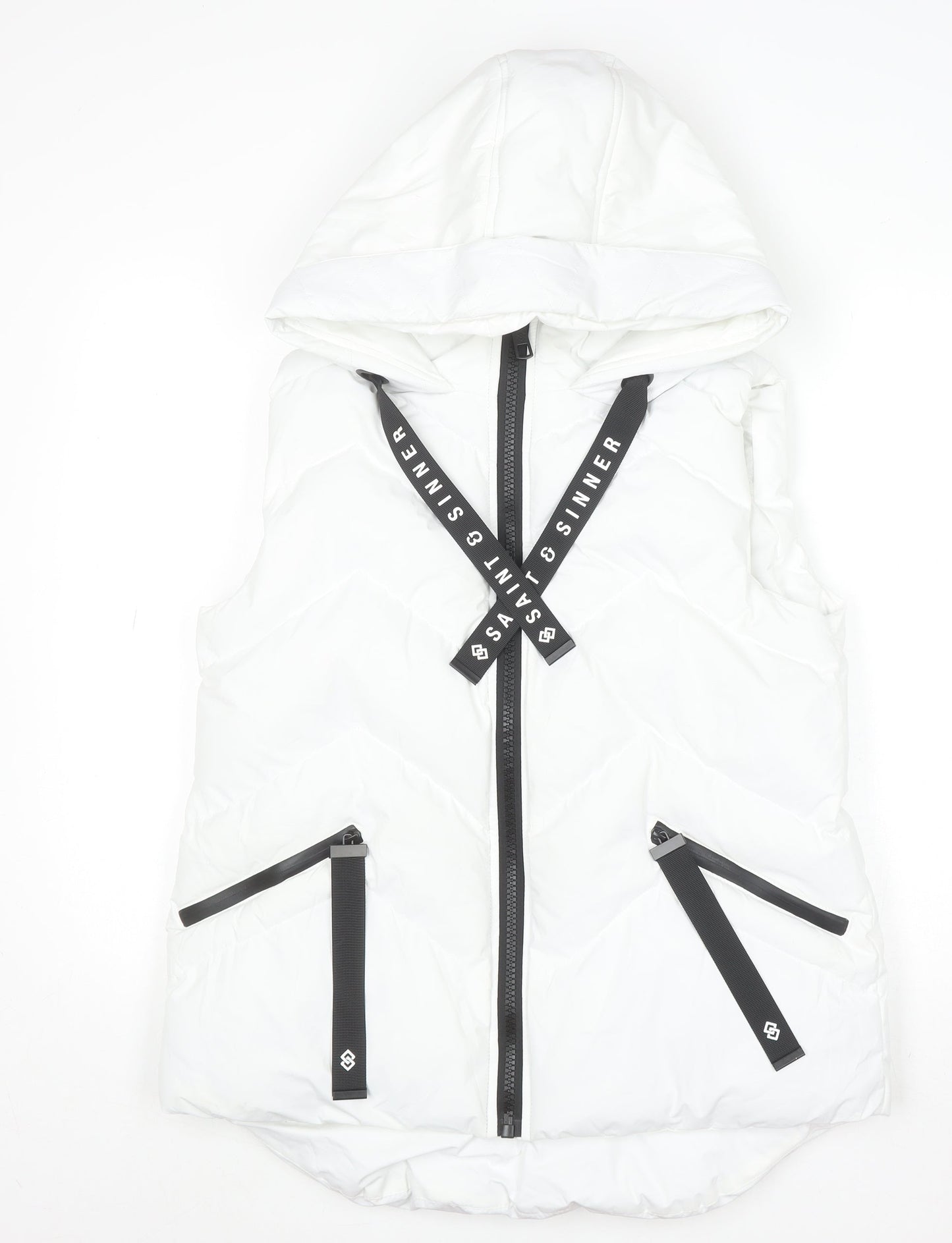 Womens UK Size 10 Saint & Sinner White Puffer Jacket
