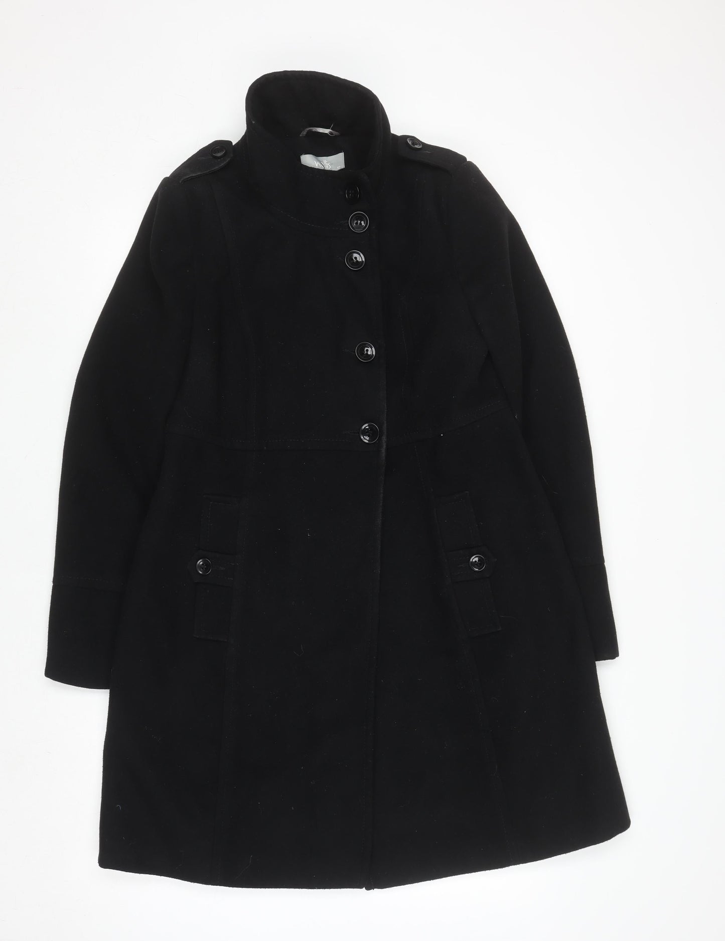 Womens UK Size 12 Wallis Black Overcoat