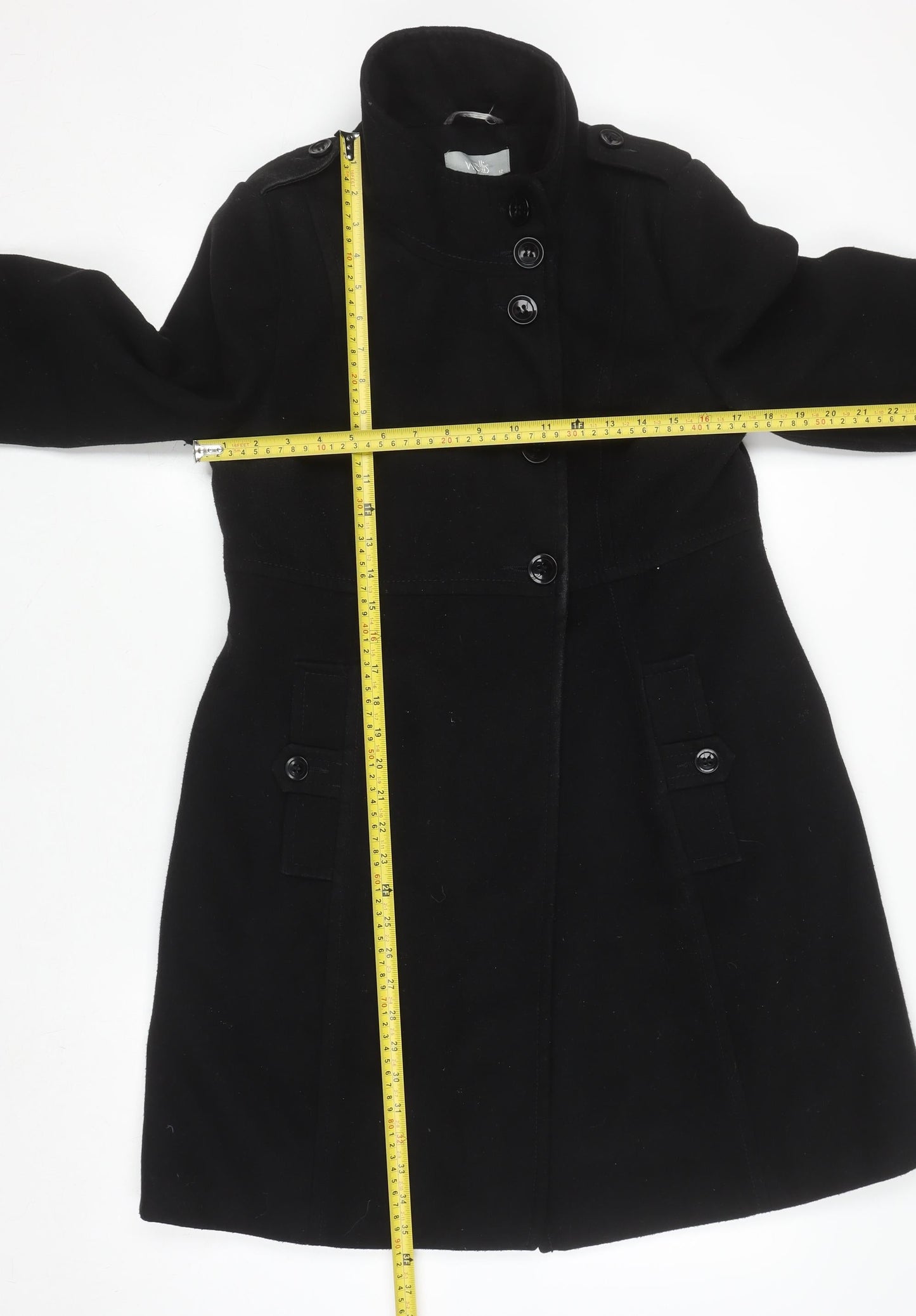 Womens UK Size 12 Wallis Black Overcoat