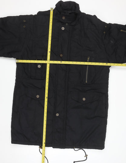 Rite Road Mens Black L Parka Jacket Polyester Cotton Lined Winter Coat