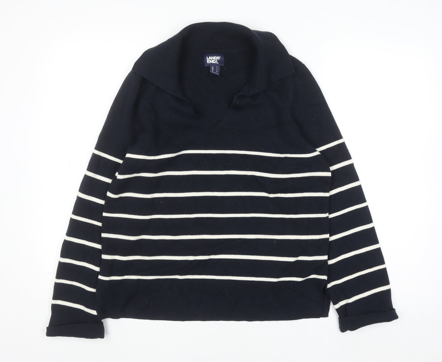 Womens UK Size S Lands' End Blue Pullover Jumper