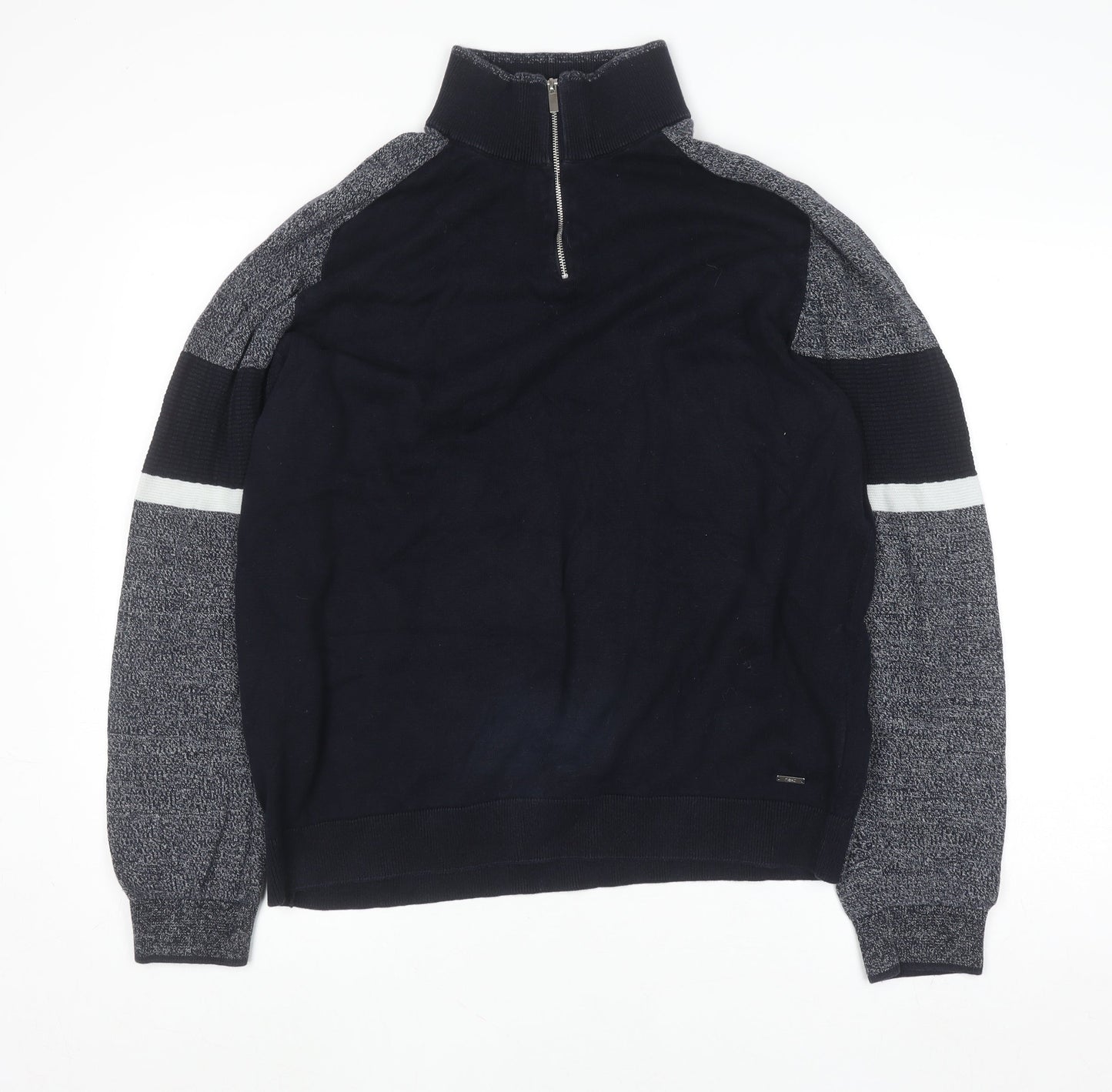 Mens UK Size 2XL NEXT Blue 1/2 Zip Jumper