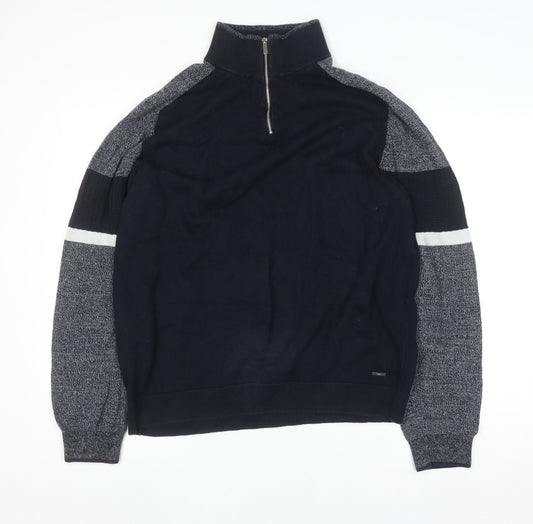 Mens UK Size 2XL NEXT Blue 1/2 Zip Jumper