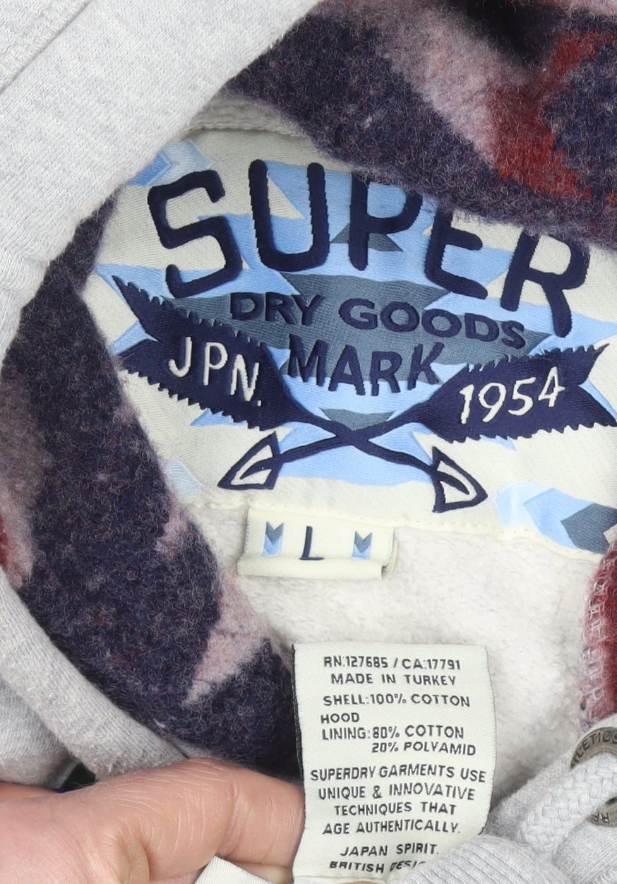 Womens UK Size L Superdry Grey Pullover Hoodie