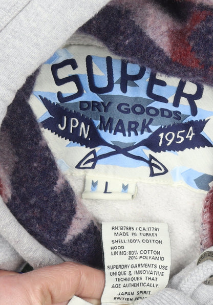 Womens UK Size L Superdry Grey Pullover Hoodie