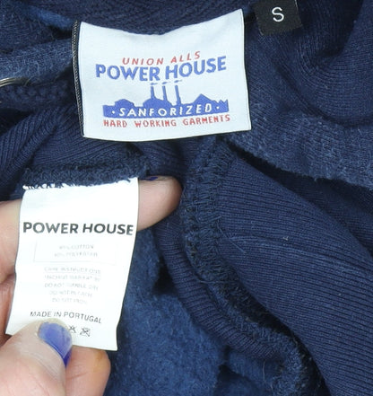 Mens UK Size S Power House Blue Pullover Hoodie