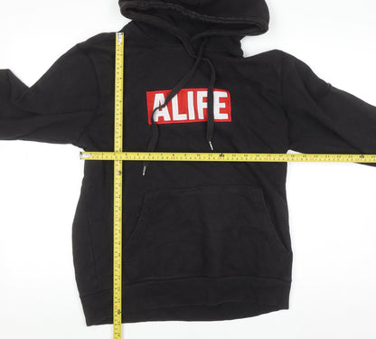 Mens UK Size M ALIFE Black Pullover Hoodie