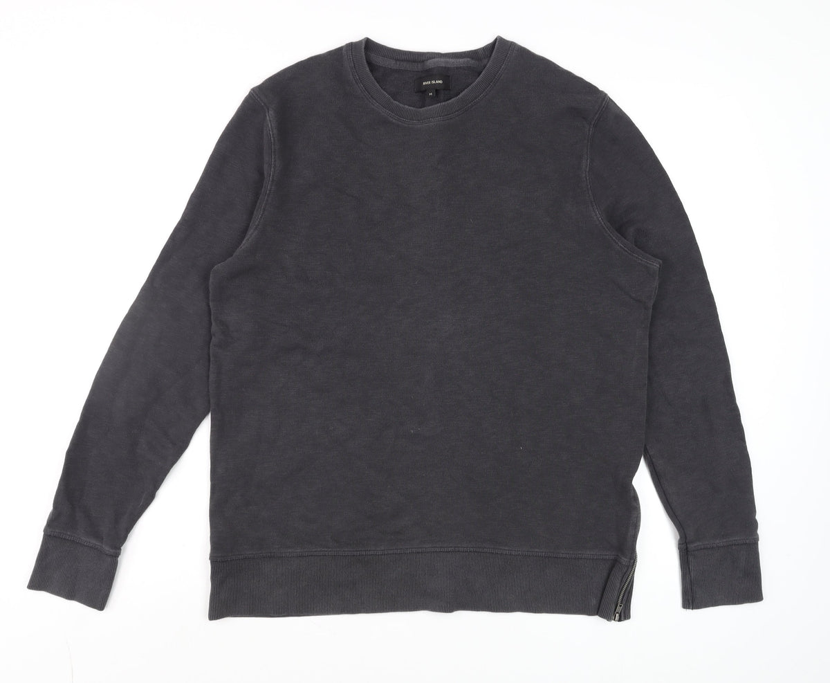 Mens UK Size M River Island Black Pullover Sweatshirt