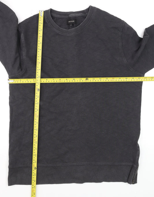 Mens UK Size M River Island Black Pullover Sweatshirt