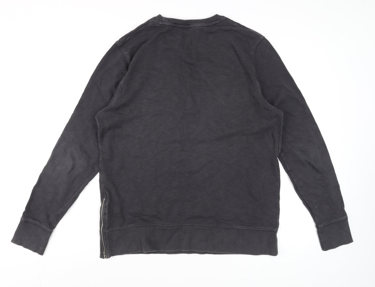 Mens UK Size M River Island Black Pullover Sweatshirt