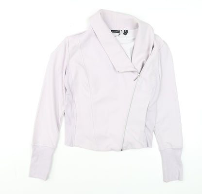 Womens UK Size 14 H by Halston Ivory Biker Coat