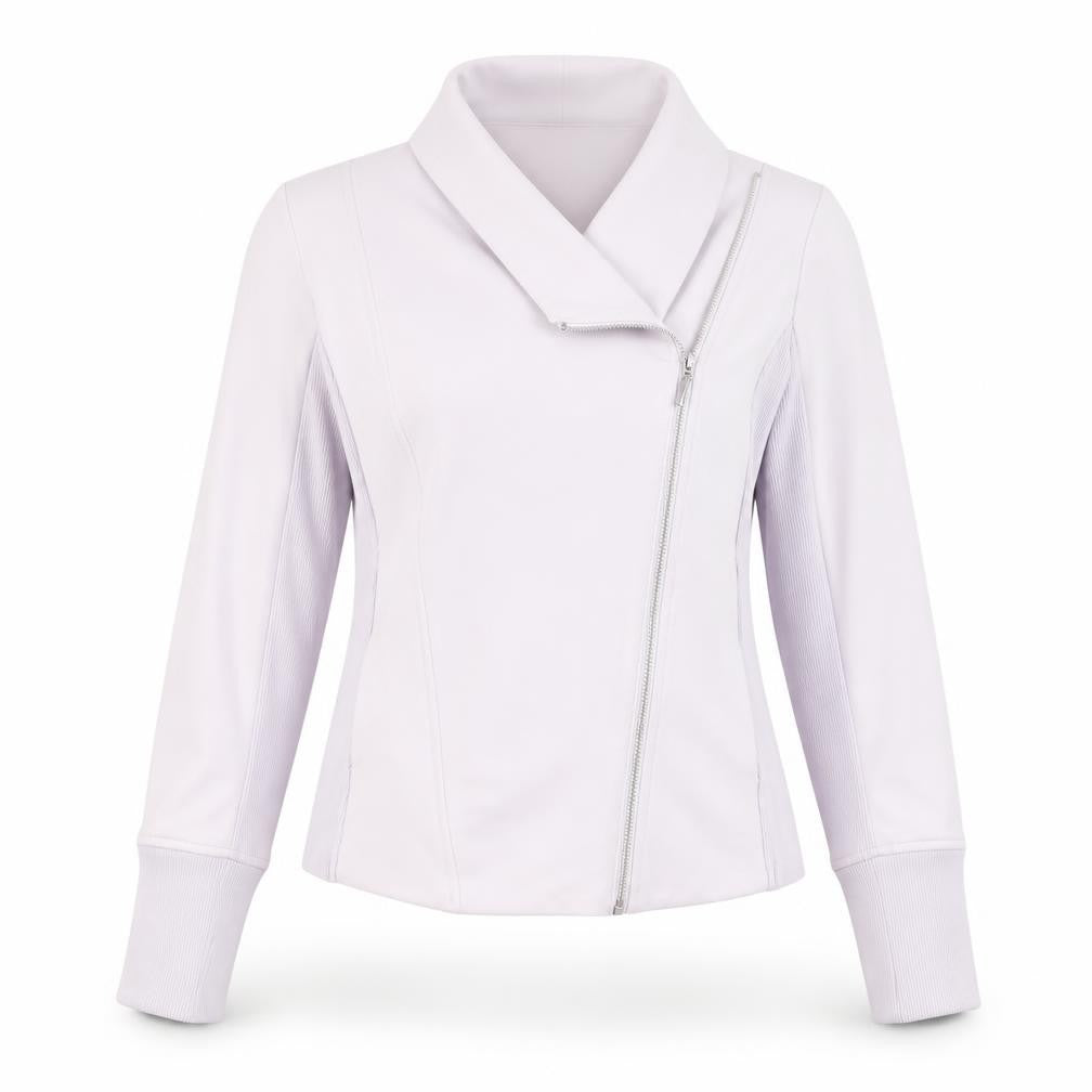 Womens UK Size 14 H by Halston Ivory Biker Coat