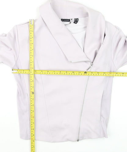 Womens UK Size 14 H by Halston Ivory Biker Coat