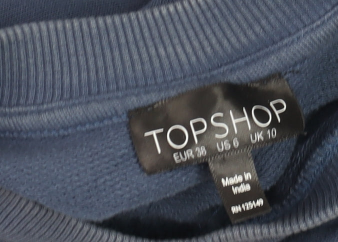 Womens UK Size 10 Topshop Blue Pullover Sweatshirt