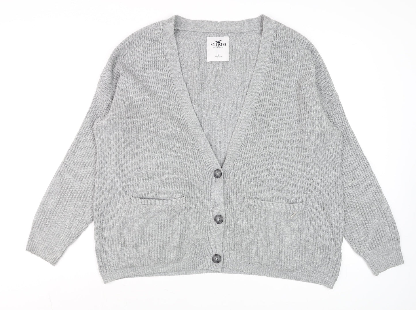 Mens UK Size M Hollister Grey Cardigan Jumper