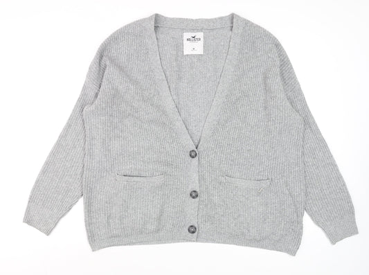Mens UK Size M Hollister Grey Cardigan Jumper