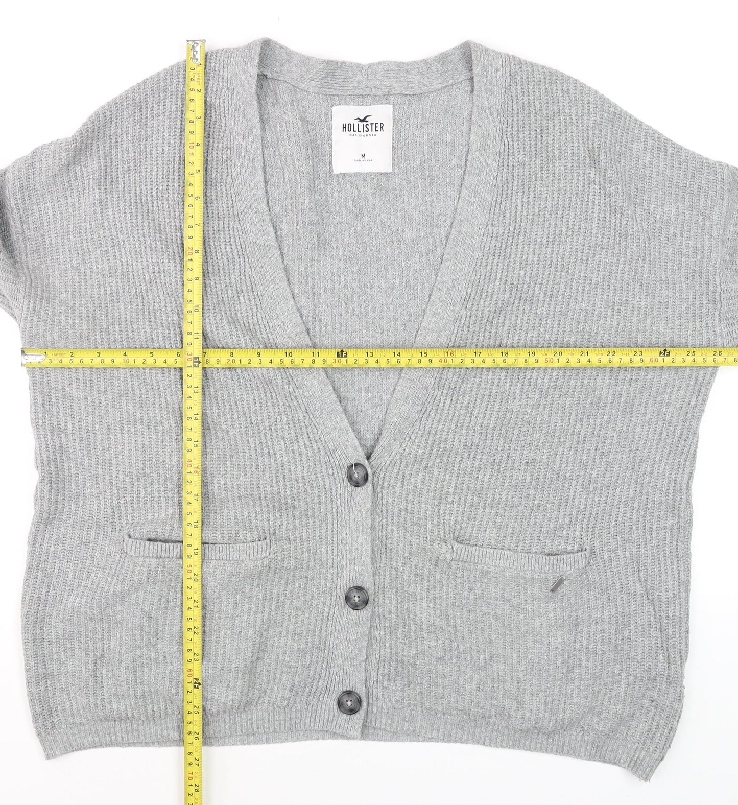 Mens UK Size M Hollister Grey Cardigan Jumper