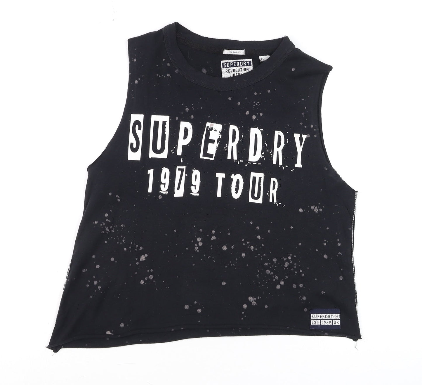Womens UK Size XS Superdry Black Cropped Tank