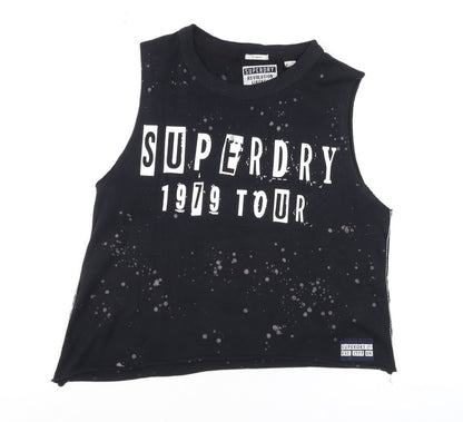 Womens UK Size XS Superdry Black Cropped Tank