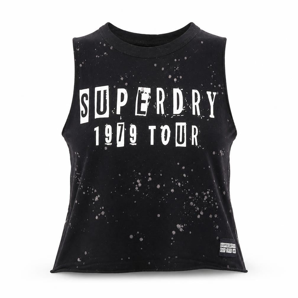 Womens UK Size XS Superdry Black Cropped Tank