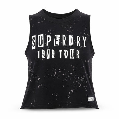 Womens UK Size XS Superdry Black Cropped Tank