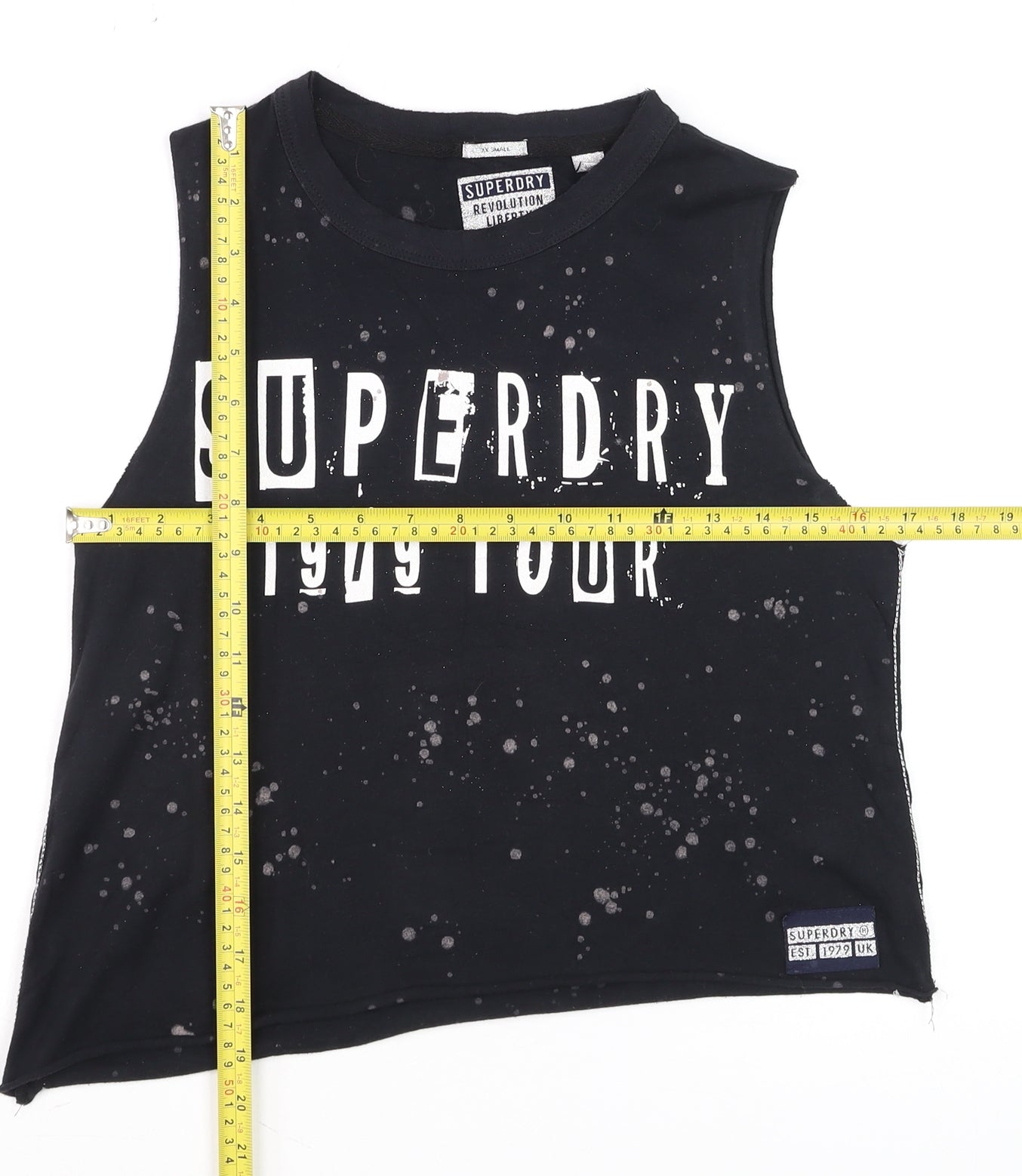 Womens UK Size XS Superdry Black Cropped Tank