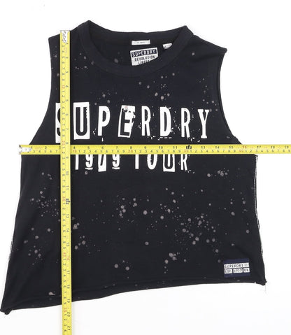 Womens UK Size XS Superdry Black Cropped Tank