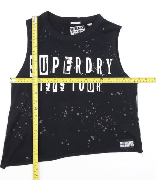 Womens UK Size XS Superdry Black Cropped Tank