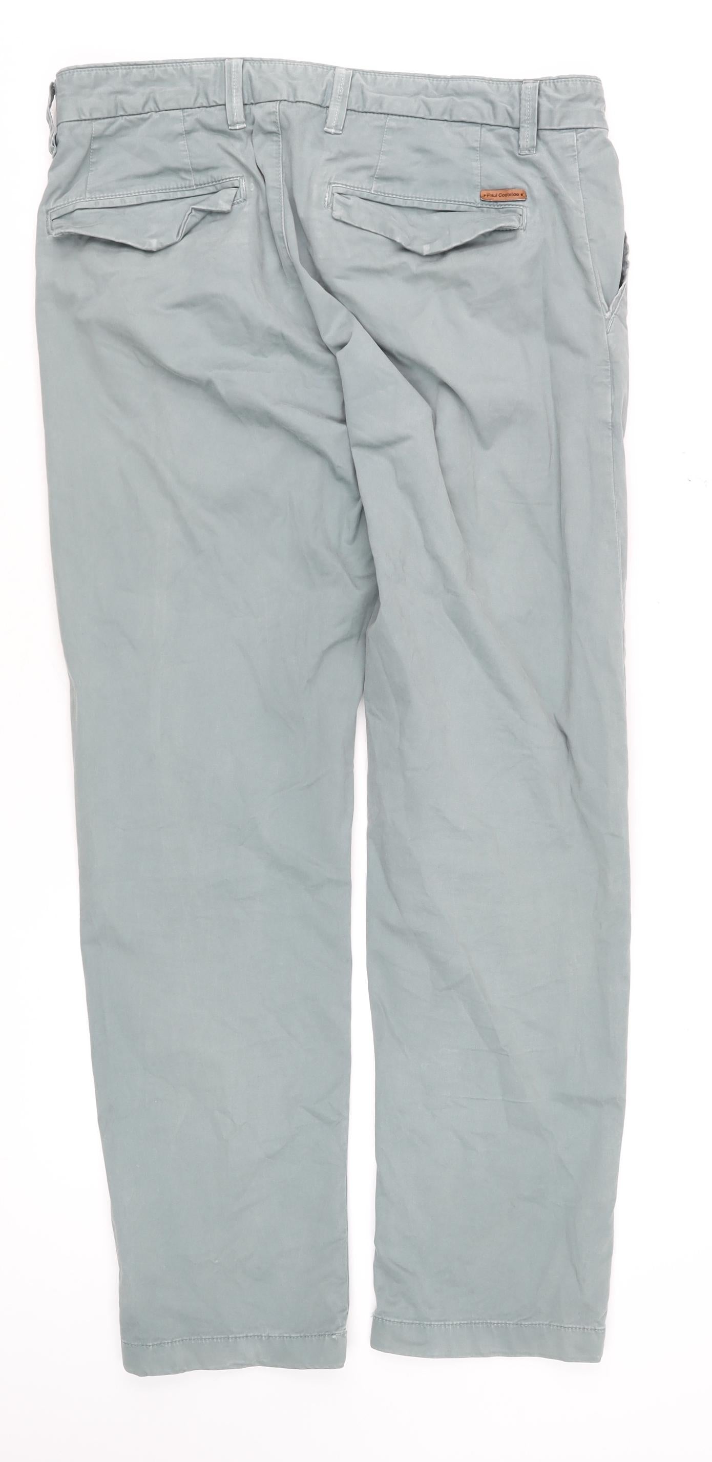 Mens UK Size M Paul Costelloe Living Slim Fit Chino Grey Trousers