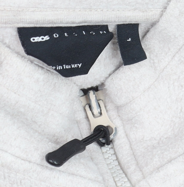 Mens UK Size L ASOS DESIGN Beige Full Zip Sweatshirt