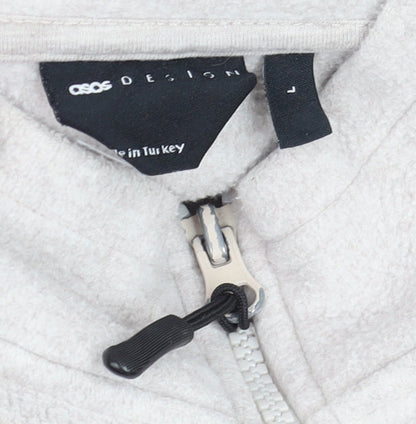 Mens UK Size L ASOS DESIGN Beige Full Zip Sweatshirt