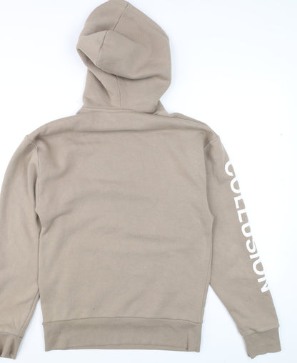 Mens UK Size XS COLLUSION Beige Pullover Hoodie