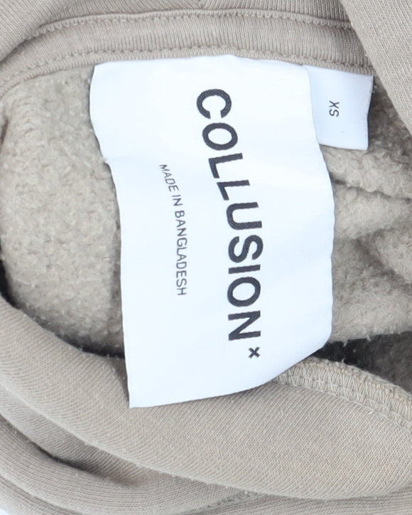 Mens UK Size XS COLLUSION Beige Pullover Hoodie