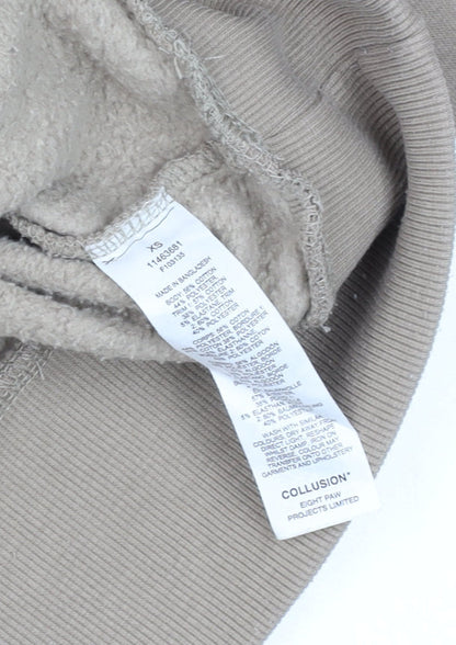 Mens UK Size XS COLLUSION Beige Pullover Hoodie