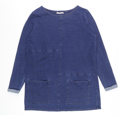 Tu Women Blue Denim Shift Dress Size 12 Long Sleeve Casual