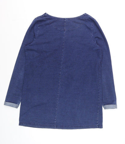Tu Women Blue Denim Shift Dress Size 12 Long Sleeve Casual