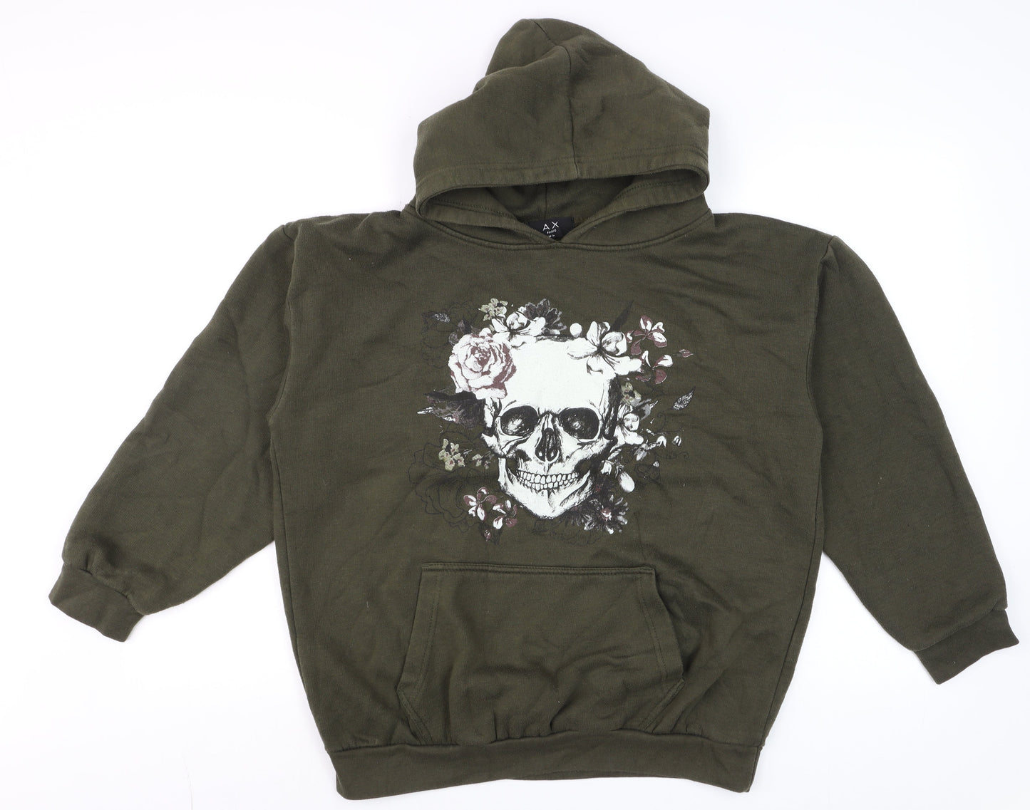 Unisex Adults UK Size M AX Paris Green Pullover Hoodie
