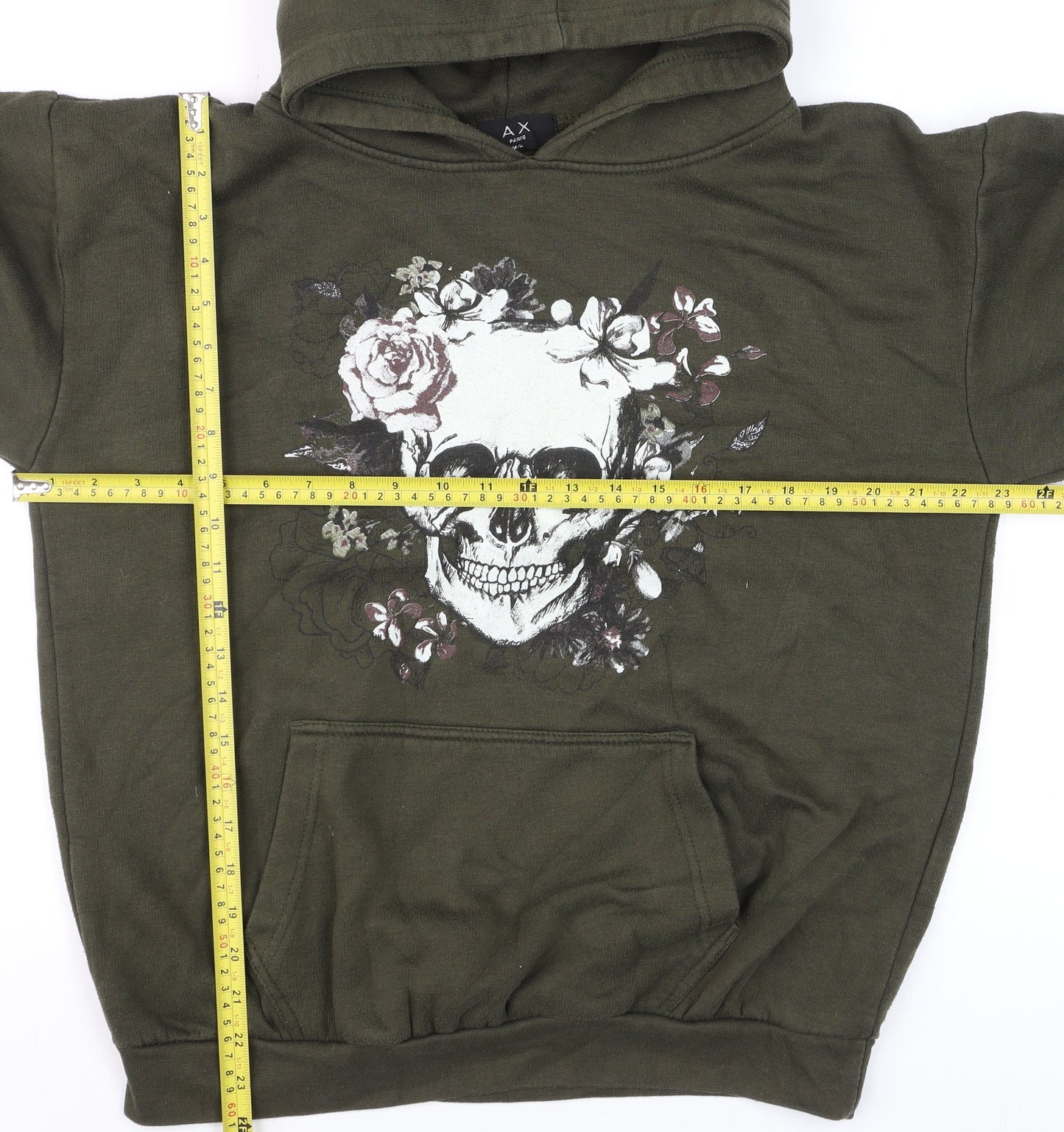 Unisex Adults UK Size M AX Paris Green Pullover Hoodie