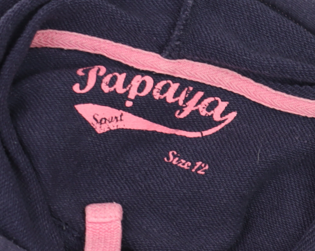 Womens UK Size 12 Papaya Blue Pullover Hoodie