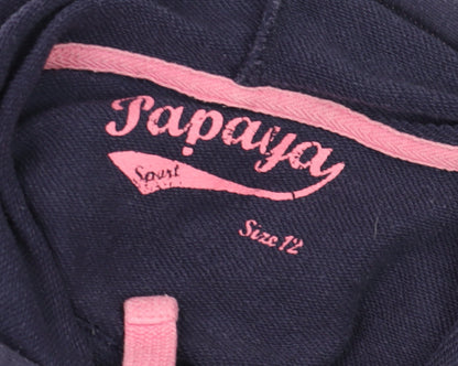 Womens UK Size 12 Papaya Blue Pullover Hoodie