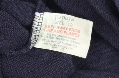 Womens UK Size 12 Papaya Blue Pullover Hoodie