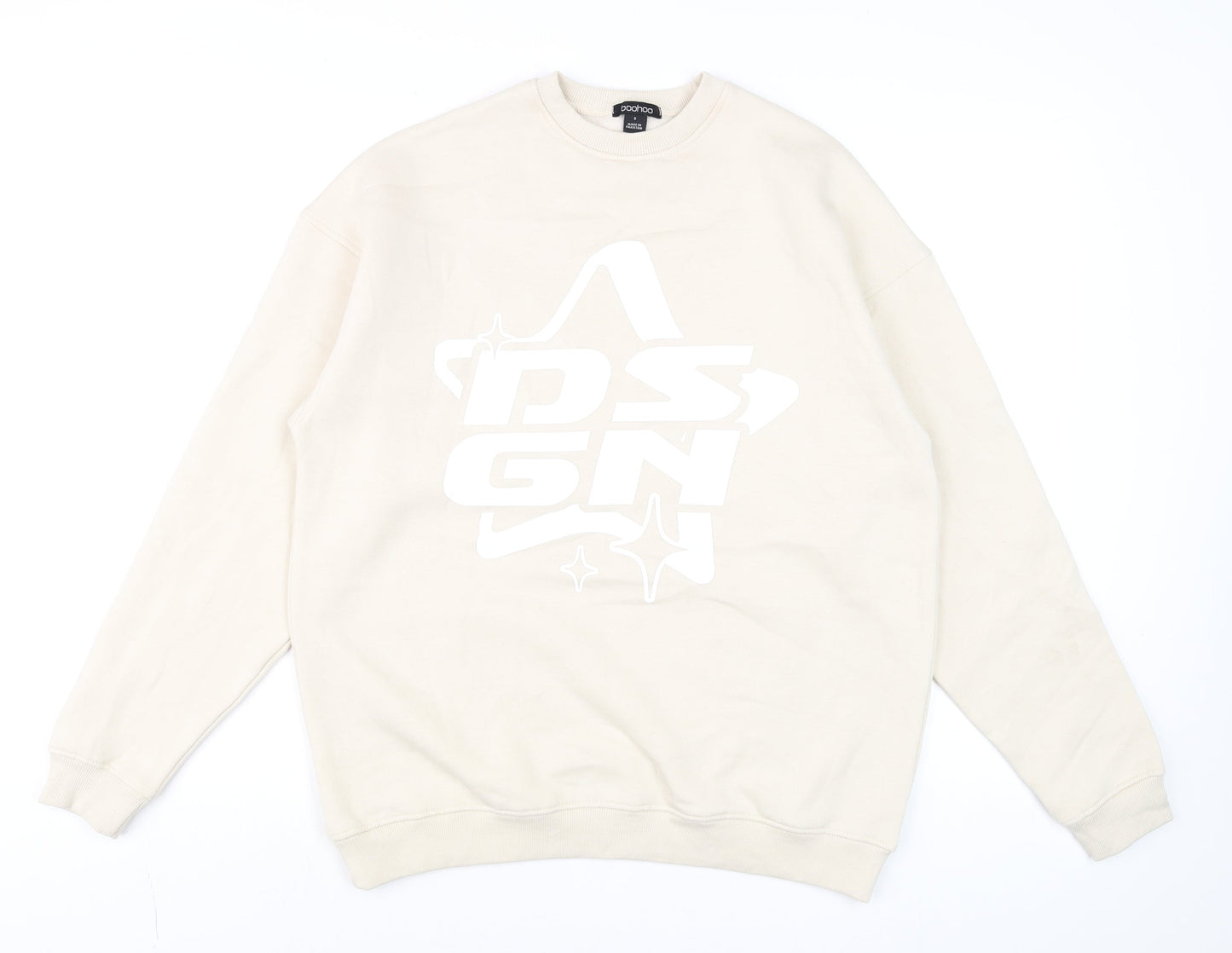 Mens UK Size S Boohoo Beige Pullover Sweatshirt