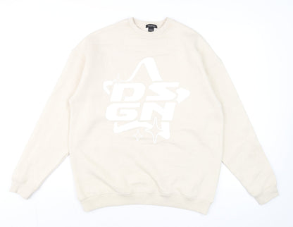 Mens UK Size S Boohoo Beige Pullover Sweatshirt