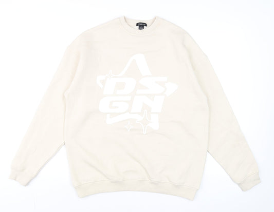 Mens UK Size S Boohoo Beige Pullover Sweatshirt