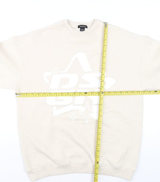 Mens UK Size S Boohoo Beige Pullover Sweatshirt